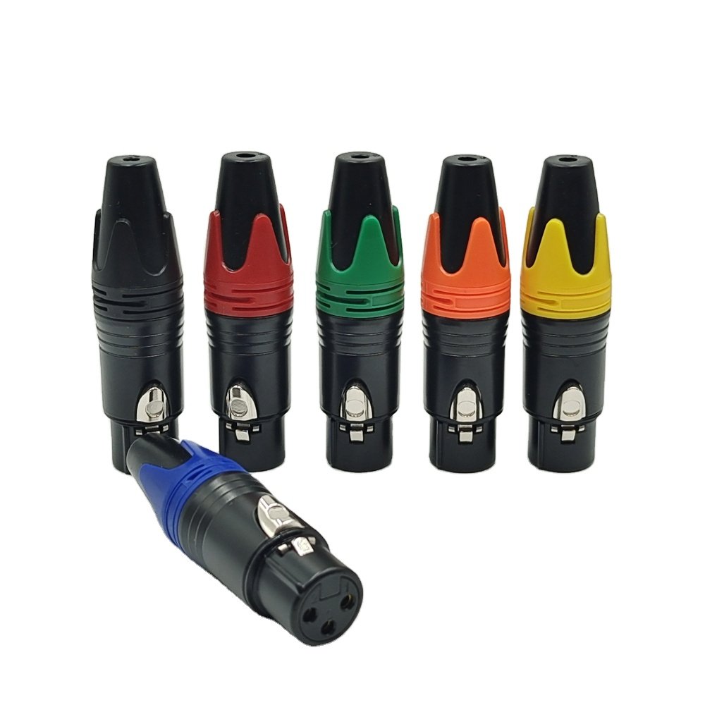 High End XLR Connector 3 Pin Female Gold Plate 3 Ports Karaoke Speaker XLR Female Jack Connector Plug 3-Pin XLR Female Connector