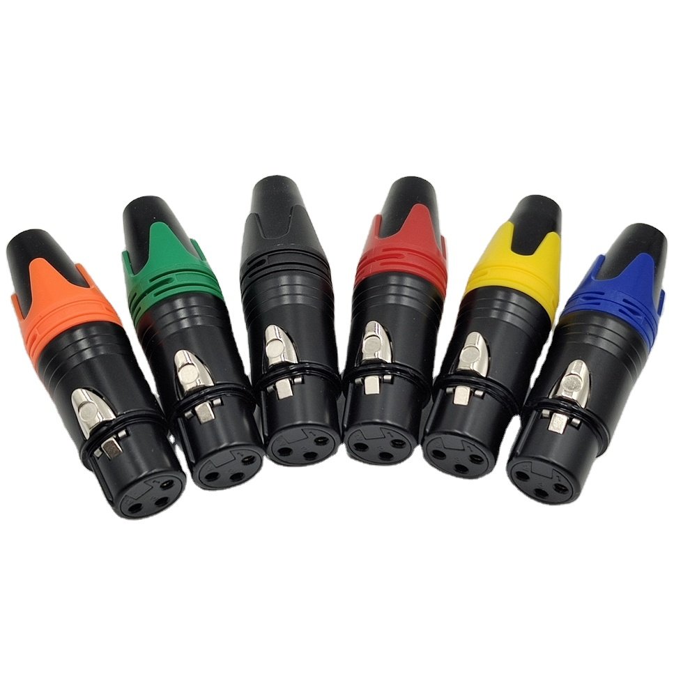 High End XLR Connector 3 Pin Female Gold Plate 3 Ports Karaoke Speaker XLR Female Jack Connector Plug 3-Pin XLR Female Connector