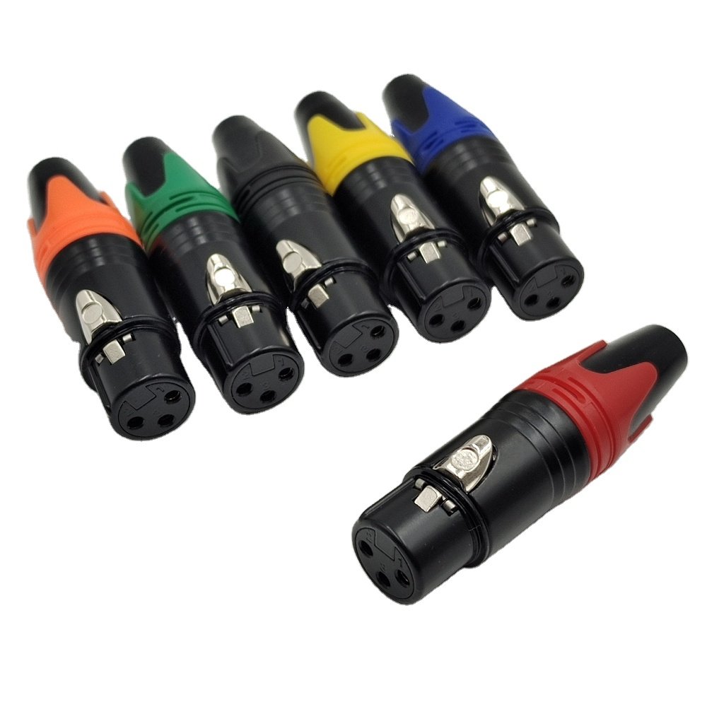 High End XLR Connector 3 Pin Female Gold Plate 3 Ports Karaoke Speaker XLR Female Jack Connector Plug 3-Pin XLR Female Connector