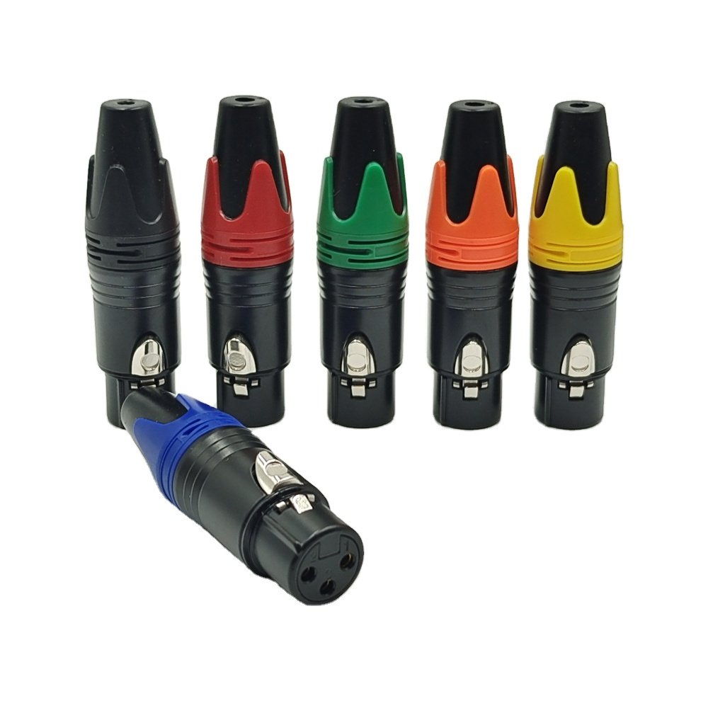High End XLR Connector 3 Pin Female Gold Plate 3 Ports Karaoke Speaker XLR Female Jack Connector Plug 3-Pin XLR Female Connector