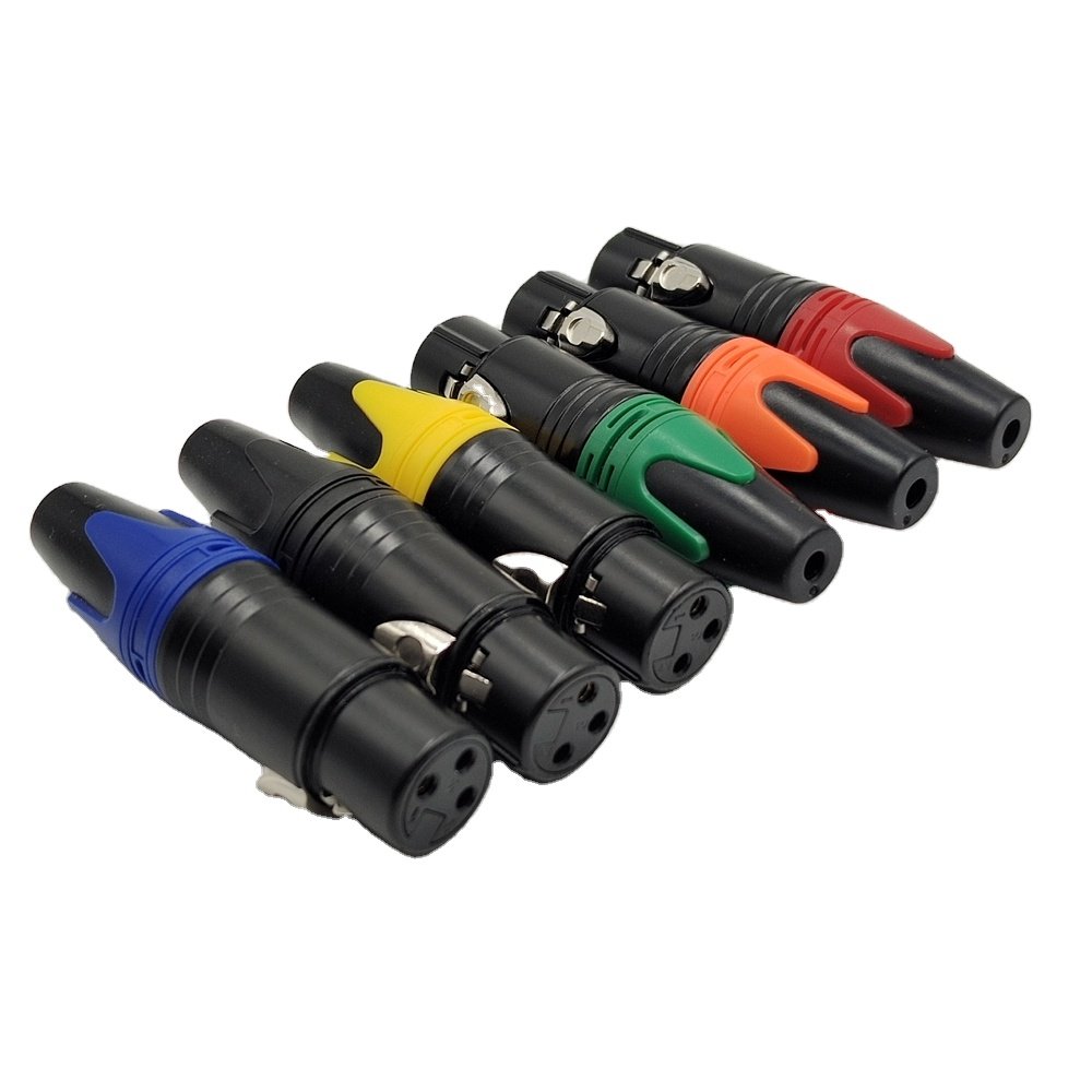 High End XLR Connector 3 Pin Female Gold Plate 3 Ports Karaoke Speaker XLR Female Jack Connector Plug 3-Pin XLR Female Connector