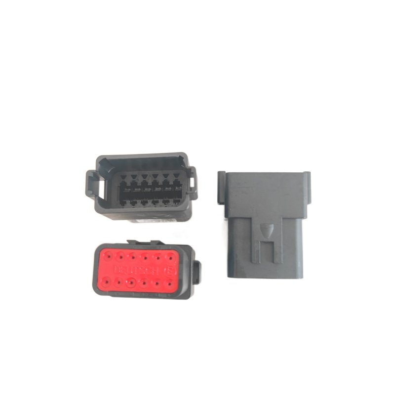 Deutsch 12 Way Receptacle Deutsch DT Series with Reduced Dia. Seal (E-Seal) Black Male Connector DT04-12PA-CE02