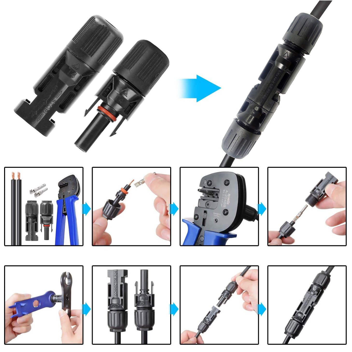 waterproof solar pv diode connector 10mm pv connector IP67 solar panel connectors for pv solar system