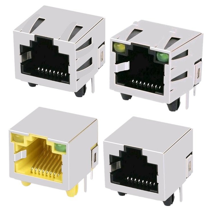 Supply All Kinds Injection Molding Network Single Port Ethernet Modular Jack RJ45 Female Connector With LED