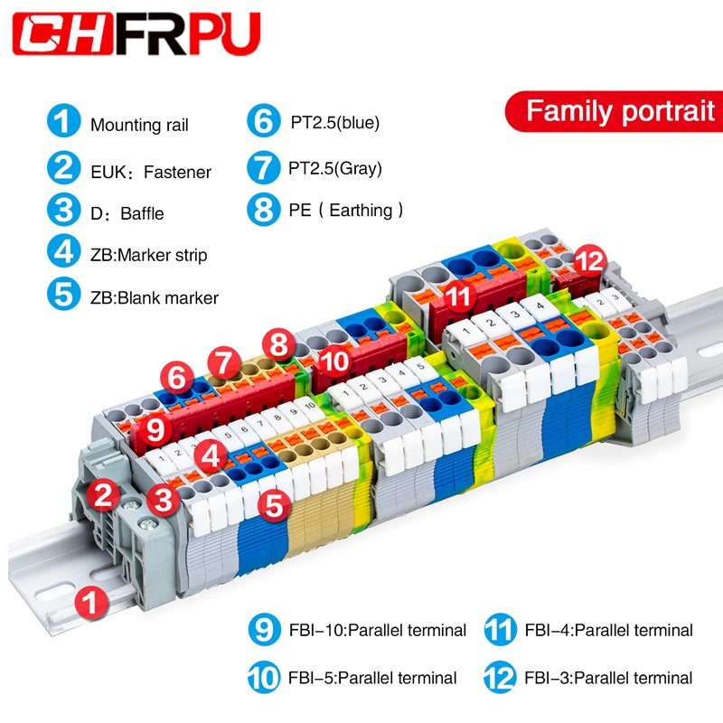 push in terminal block PT2.5 wire connector quick wiring Combined Spring Terminal Din Rail Terminal Block