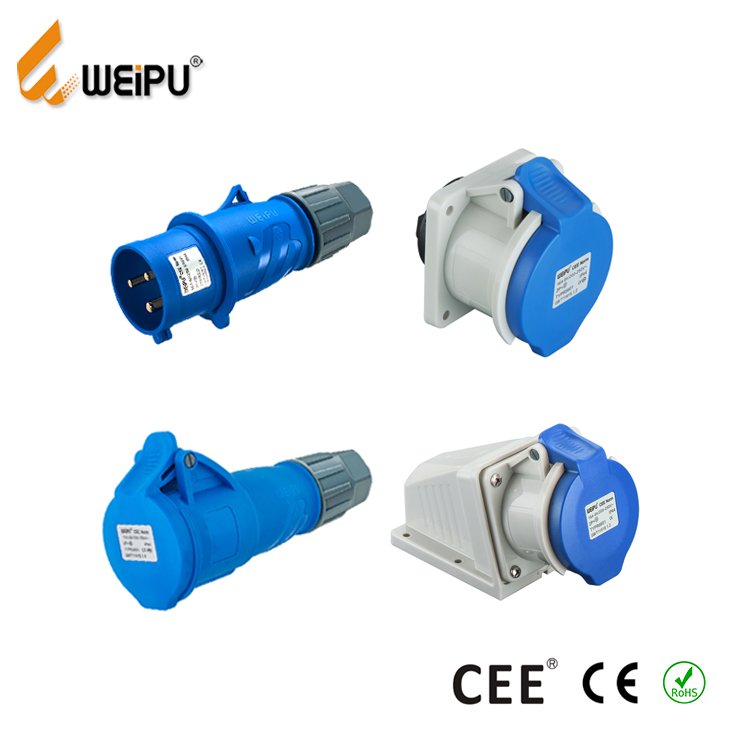 China factory 16A 2P+E 3poles 4poles 5pole IP44 CEE standard electrical plug Industrial connector