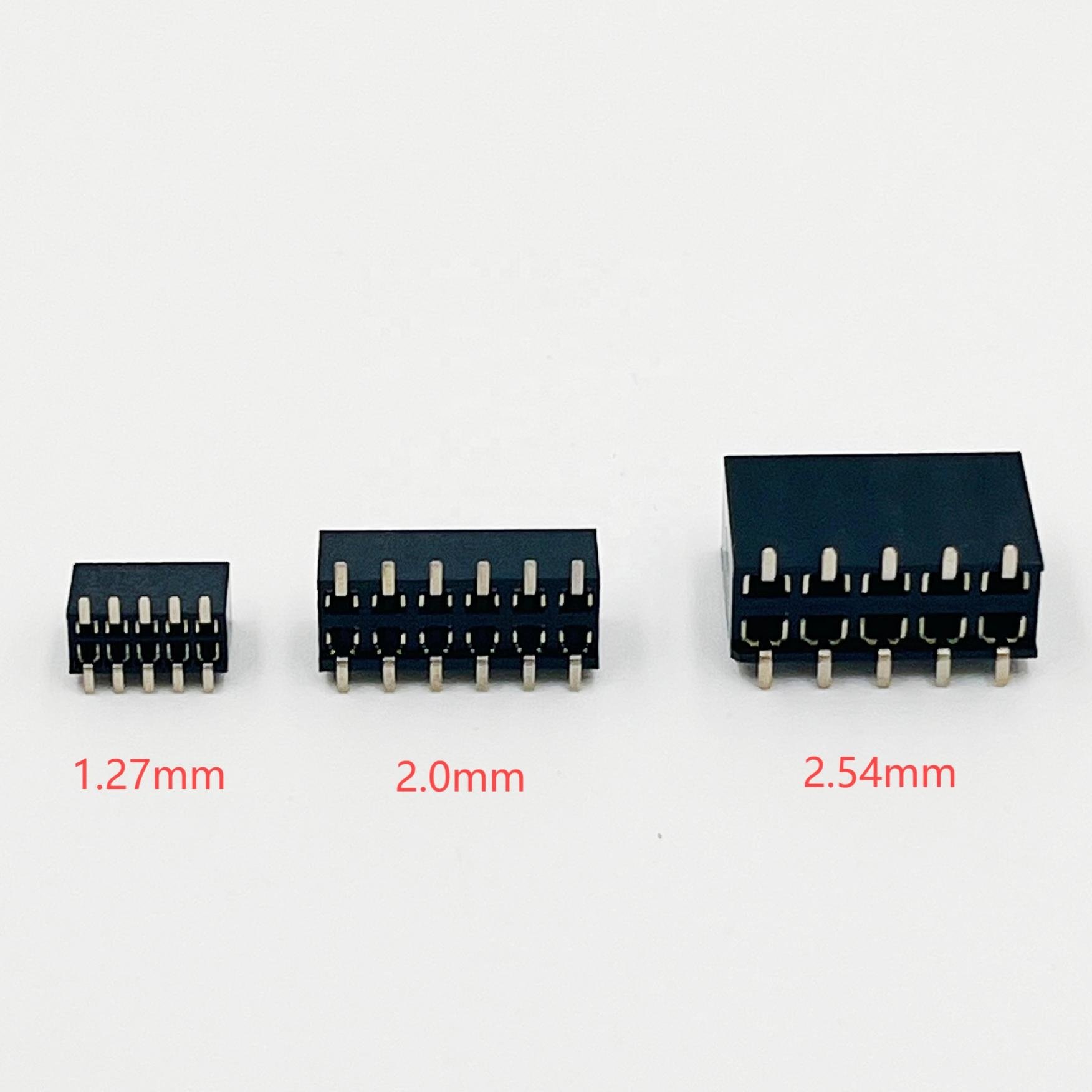 OEM 1.27mm 2.0mm 2.54mm pitch Single Dual Row 2-40 Pin Straight SMT R/A Gold Plated PCB Strip Female Header Pins Connector
