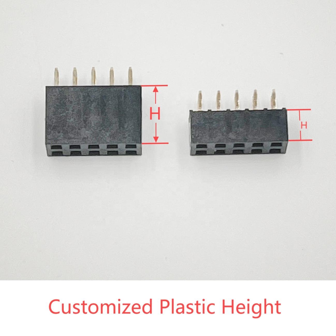 OEM 1.27mm 2.0mm 2.54mm pitch Single Dual Row 2-40 Pin Straight SMT R/A Gold Plated PCB Strip Female Header Pins Connector