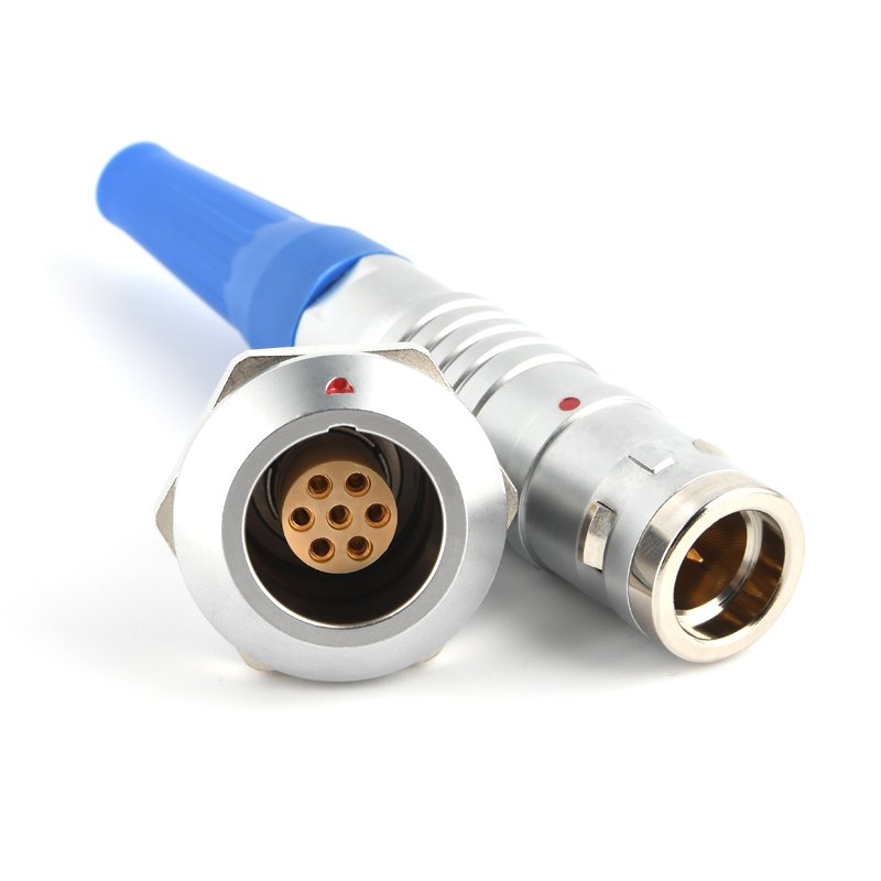 Gold Plated Metal Circular Push-Pull Series Connector Right Angle Assembly IP67 Protection Available Sizes