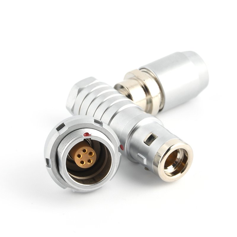 Gold Plated Metal Circular Push-Pull Series Connector Right Angle Assembly IP67 Protection Available Sizes