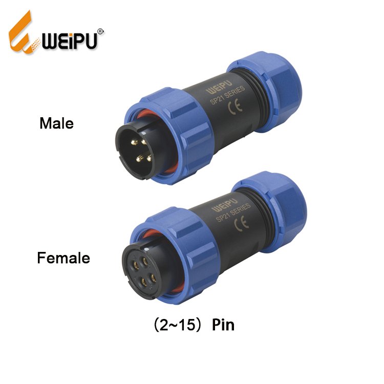 Weipu industrial connector15m m21 4/5/7/9/12 pin waterproof cable plug male IP68/IP67 connector