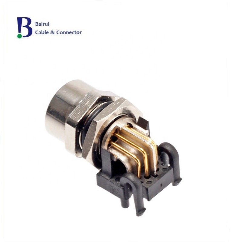 Circular Sensor M12 Premium 8 Position X-Coded Ethernet Female Angled Pcb Connector Waterproof IP67 For Signals