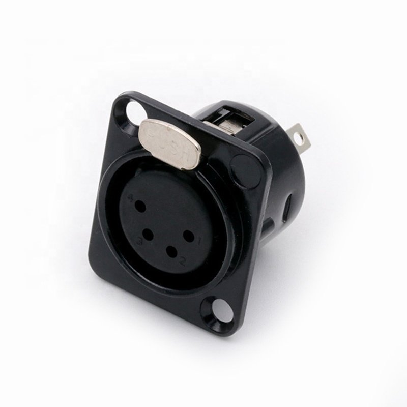 XLR Female Jack Connector 4 Pins Panel Mount Zinc Alloy Shell XLR Chassis Socket for Microphone MIC Mixer Wire Connector