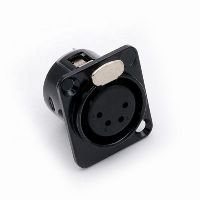 XLR Female Jack Connector 4 Pins Panel Mount Zinc Alloy Shell XLR Chassis Socket for Microphone MIC Mixer Wire Connector