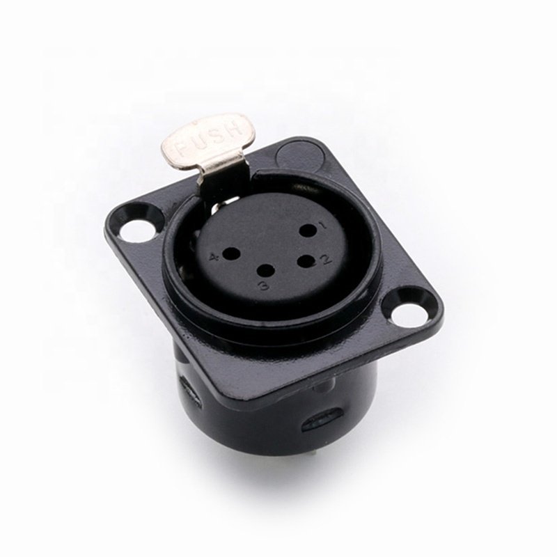 XLR Female Jack Connector 4 Pins Panel Mount Zinc Alloy Shell XLR Chassis Socket for Microphone MIC Mixer Wire Connector