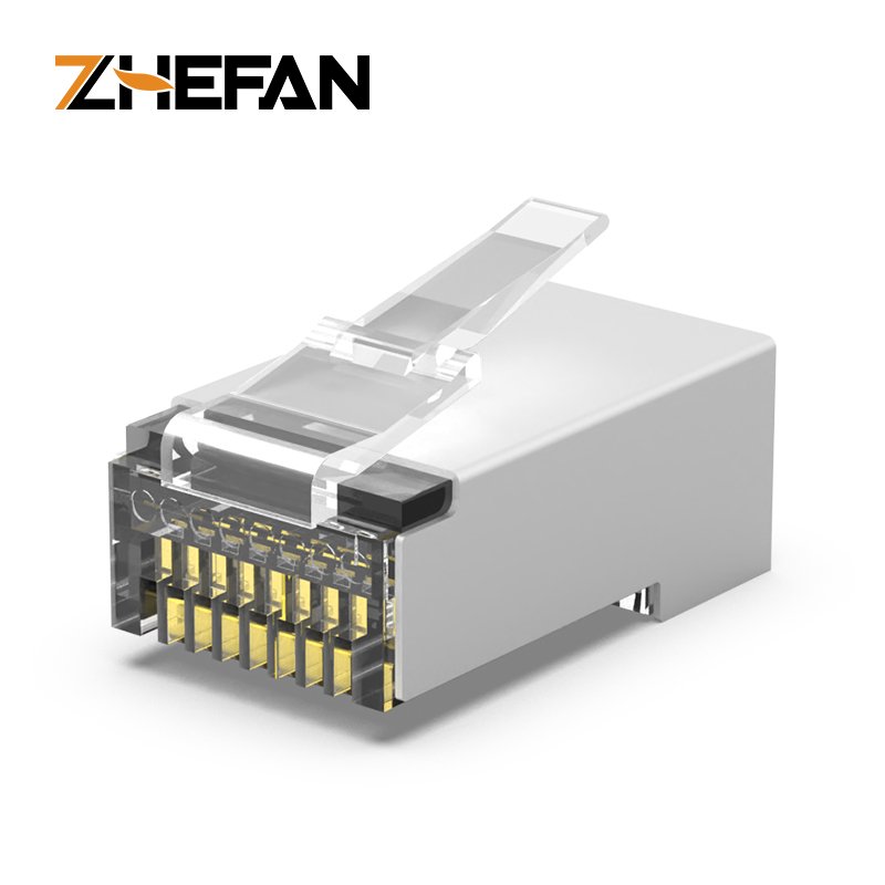 Rj45 Modular Plug Cat6 Ftp Sftp Shielded Gold Contact 8p8c Male Ethernet Connector Rj45 Pass Through Connector