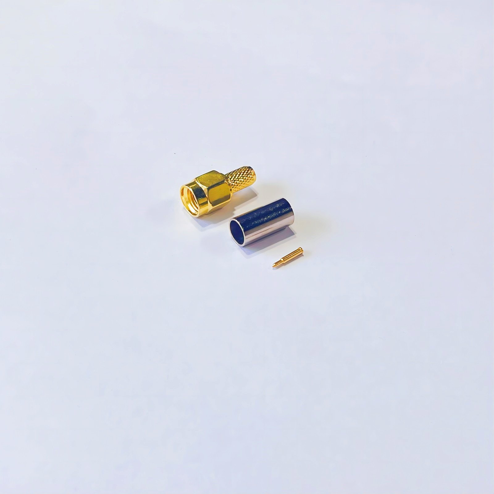 Factory price 50 ohm SMA male straight copper RF coaxial connector is crimp to RG58/SYV50-3 cable connector at the tail