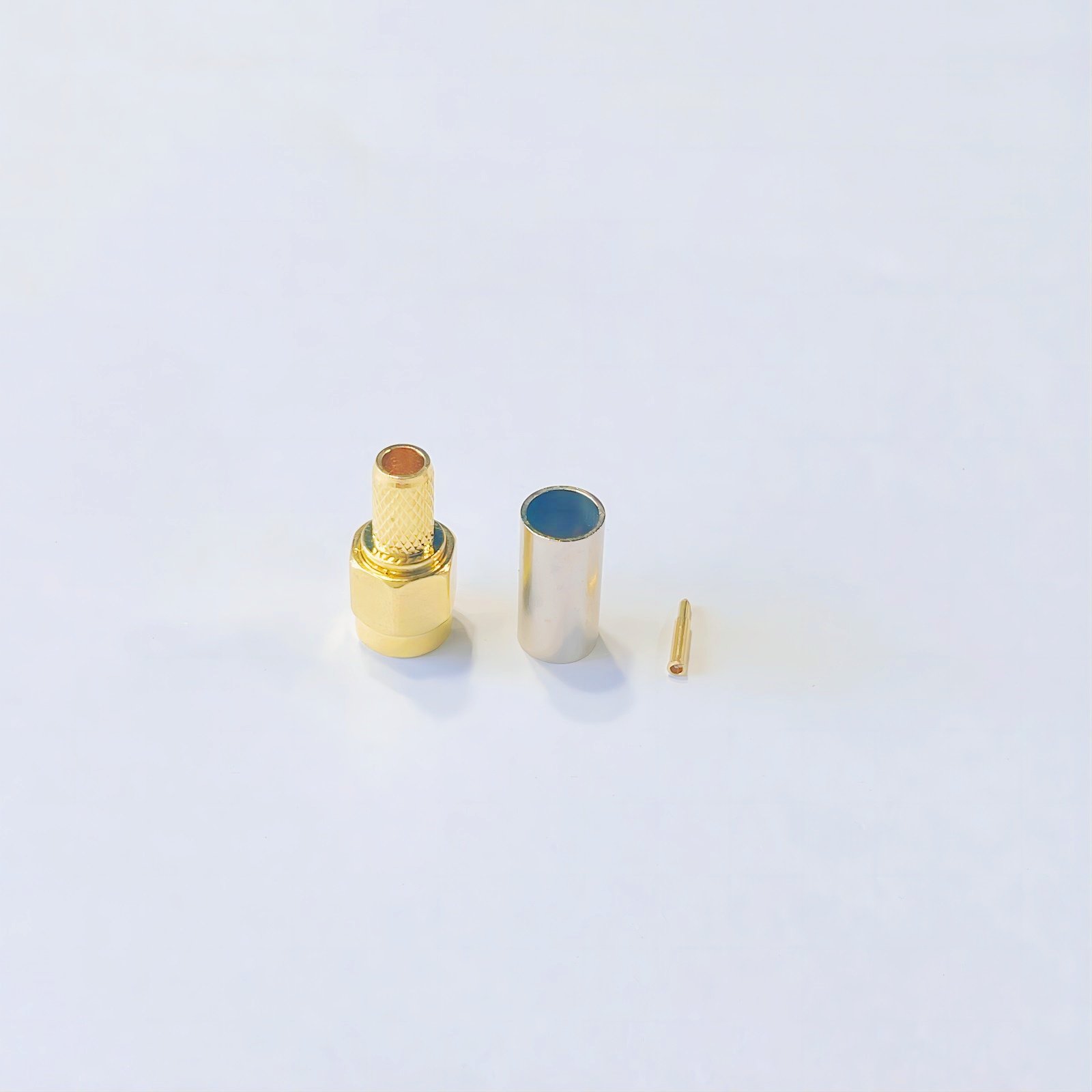 Factory price 50 ohm SMA male straight copper RF coaxial connector is crimp to RG58/SYV50-3 cable connector at the tail