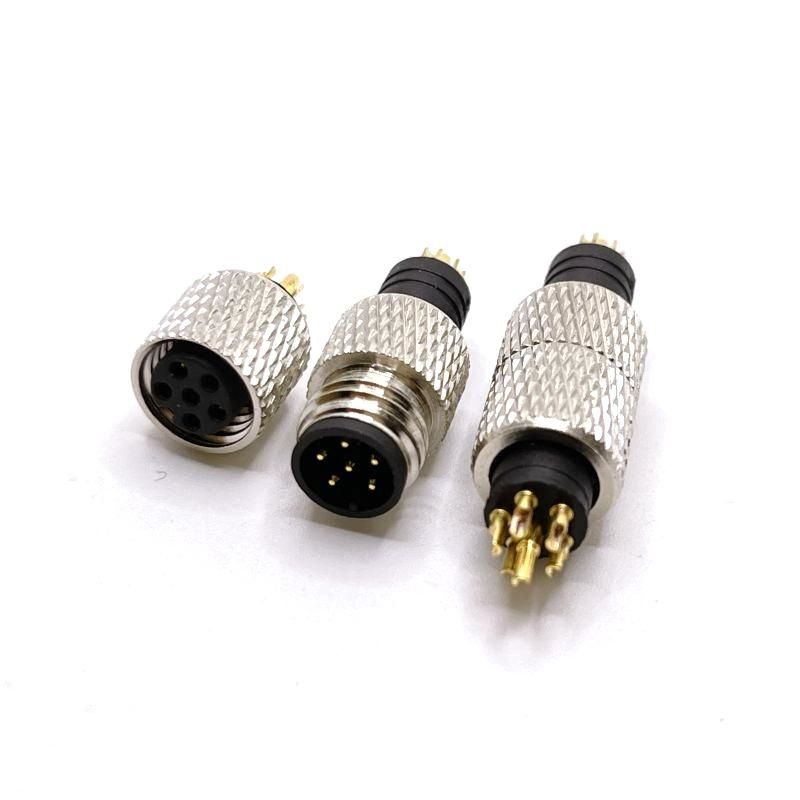 M8 6 Pin Circular Waterproof Cable Connector with 8mm Thread for Cables