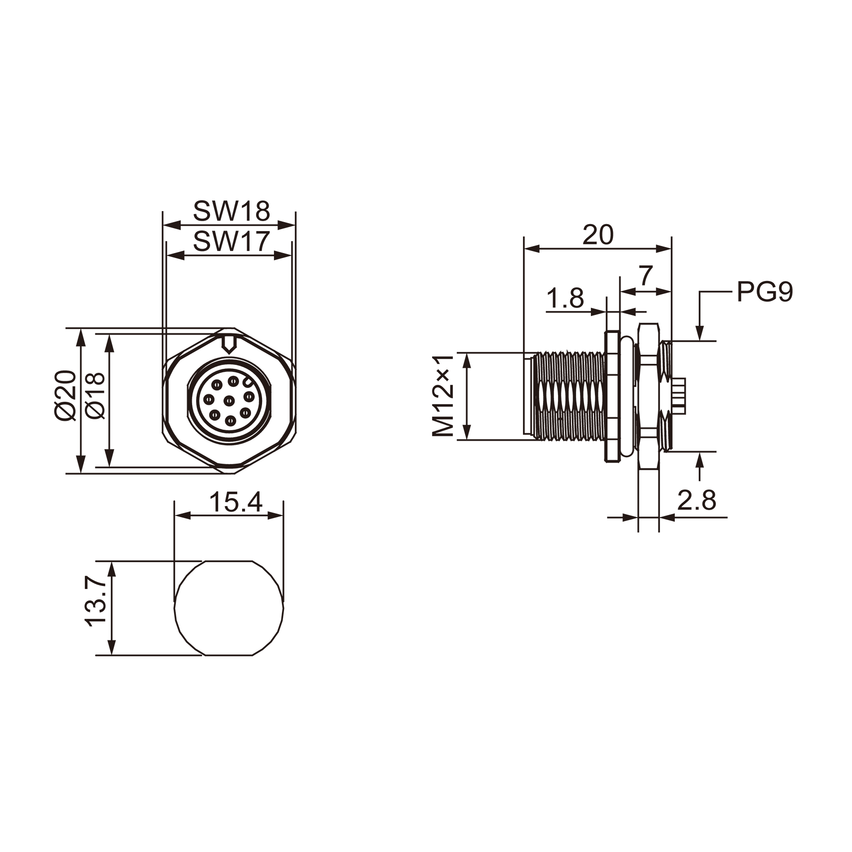 circular 9pin pcb connector circular connector m12 pcb panel mount m12 board mount pcb type circular connector