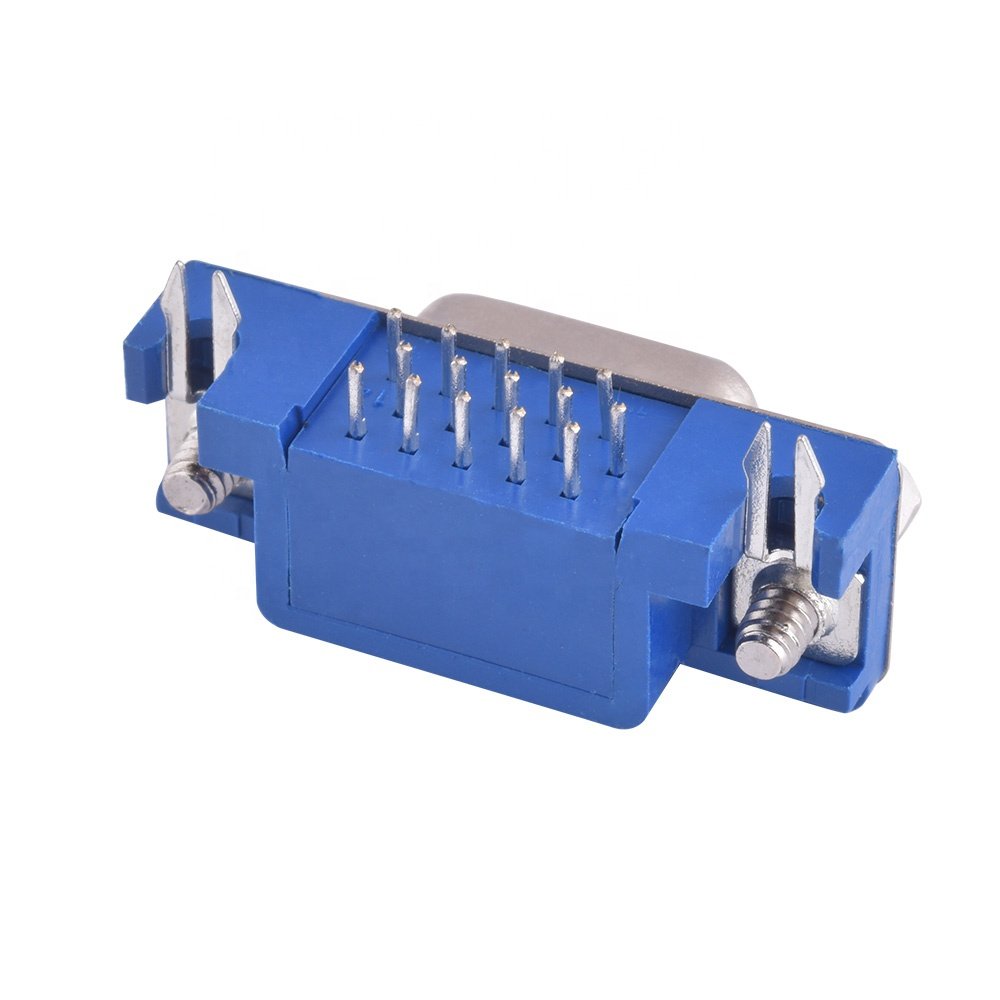 DB Supplier D-SUB HDR 15P 3.08 Female Blue Glue Fork Lock Female To DB15 Female Adapter For PCB D-SUB Connector