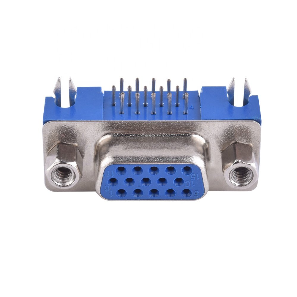 DB Supplier D-SUB HDR 15P 3.08 Female Blue Glue Fork Lock Female To DB15 Female Adapter For PCB D-SUB Connector