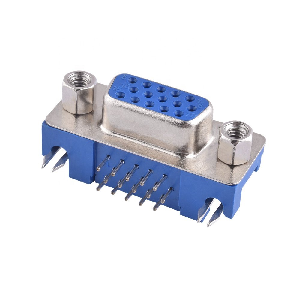DB Supplier D-SUB HDR 15P 3.08 Female Blue Glue Fork Lock Female To DB15 Female Adapter For PCB D-SUB Connector