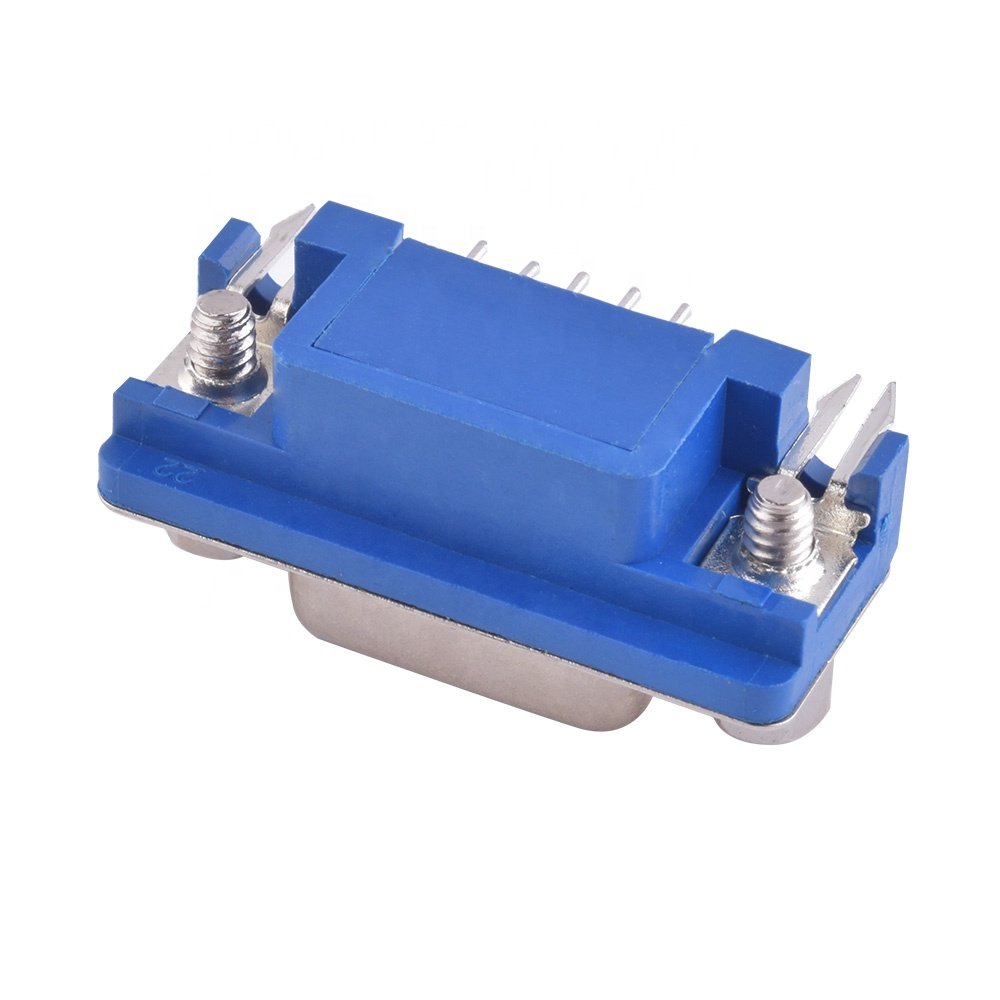 DB Supplier D-SUB HDR 15P 3.08 Female Blue Glue Fork Lock Female To DB15 Female Adapter For PCB D-SUB Connector