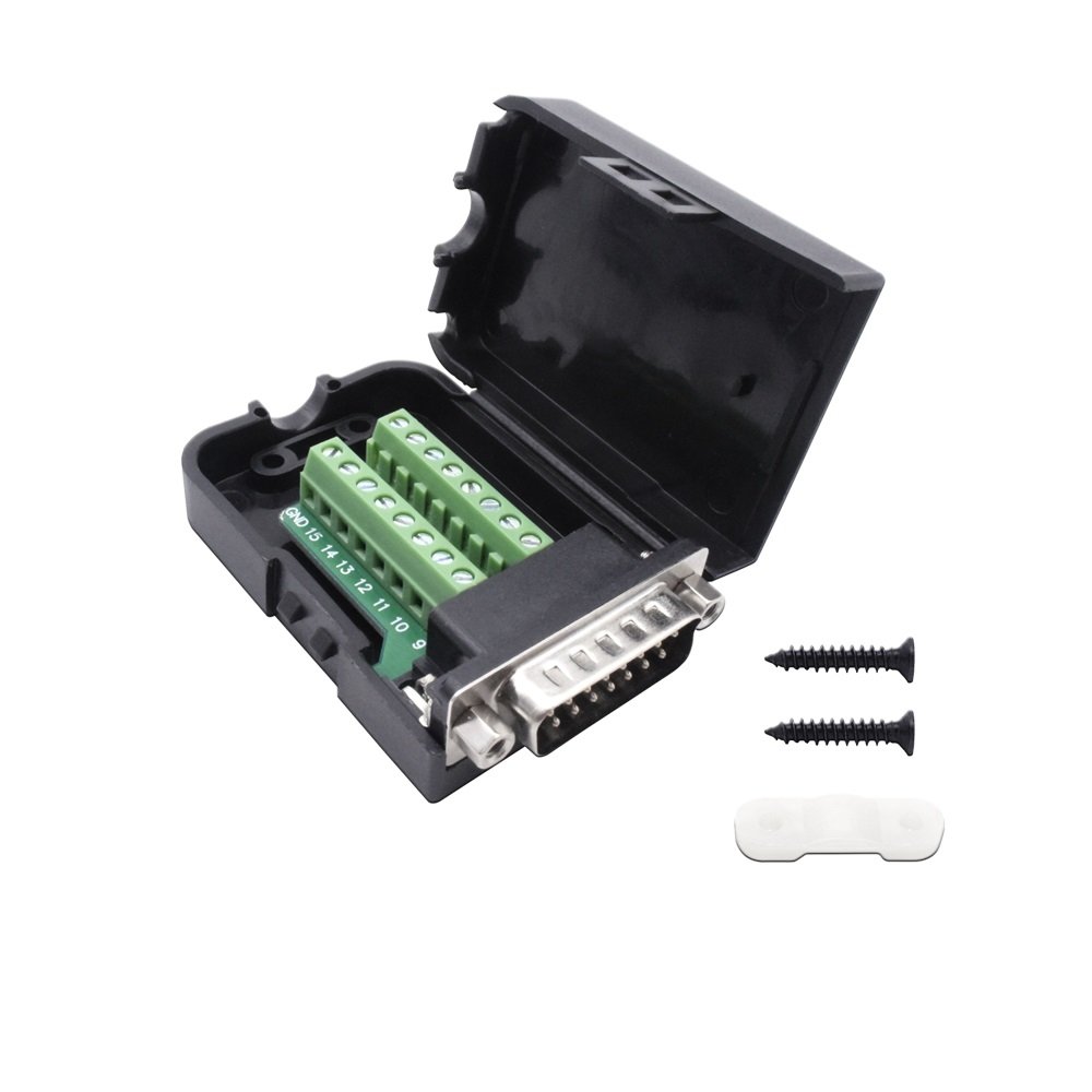 Terminal Adapter 16-30AWG Wire 8Pairs Output with Cover Dsub15 DB15 VGA Adapter with Screw Driver Male Connector for Computer
