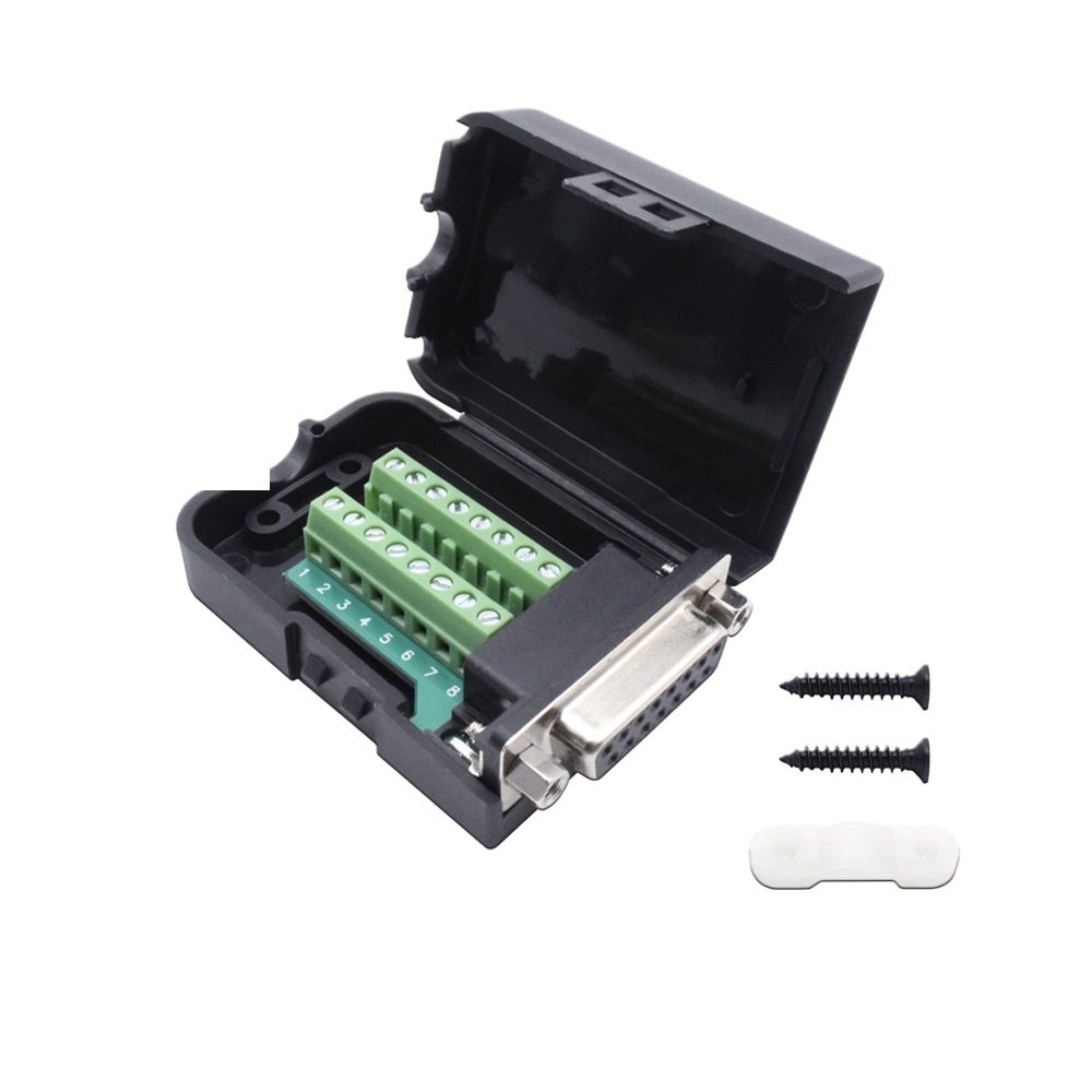Terminal Adapter 16-30AWG Wire 8Pairs Output with Cover Dsub15 DB15 VGA Adapter with Screw Driver Male Connector for Computer