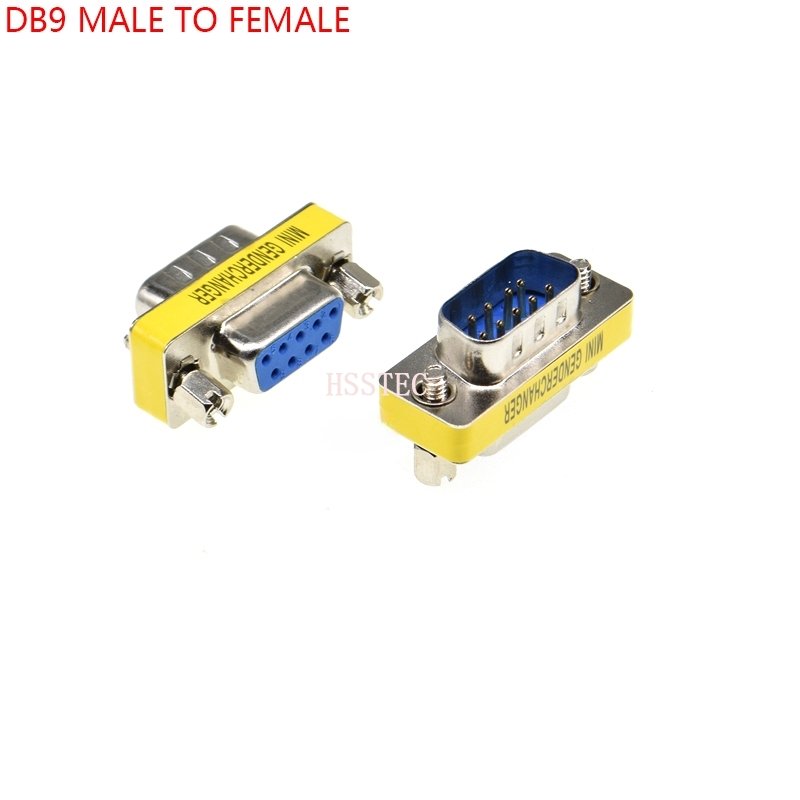 DB9 9pin MALE to FEmale serial port CONNECTOR D-Sub RS232 COM CONNECTORS 9pin socket 9p Mini Gender Changer Adapter