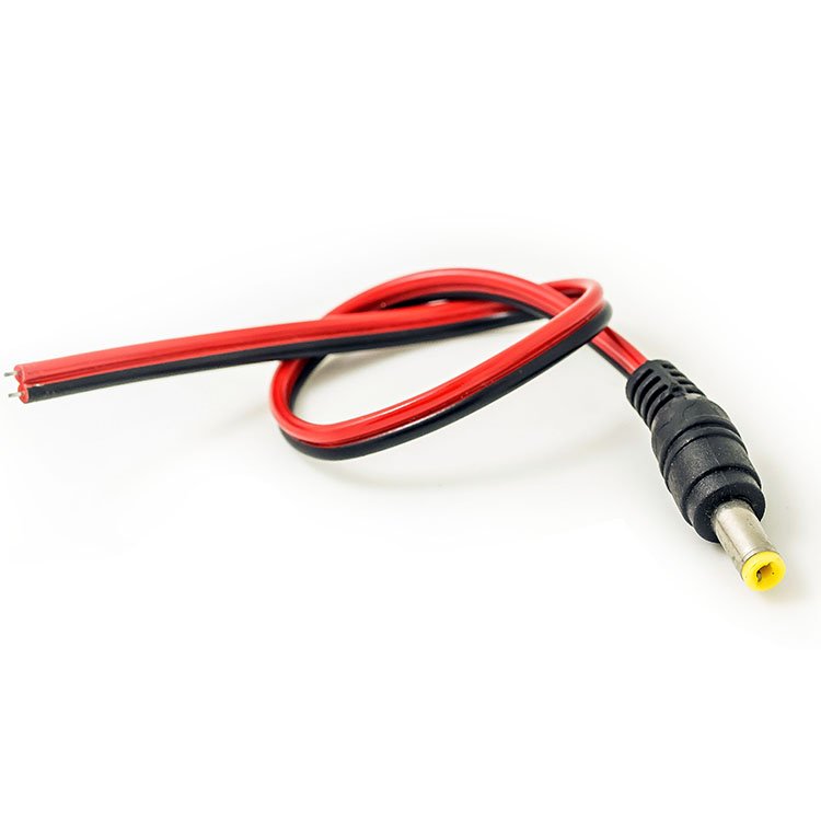 (18pcs Copper Strands) DC Power Pigtail Cable Wire 12V 5A Male & Female Connectors for CCTV Security Camera