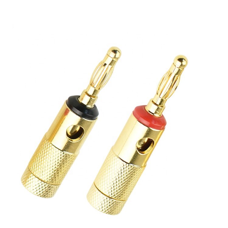 High quality copper gold-plated 4mm banana plugs male solder-free audio plug connector for audiophile amplifier speaker cable
