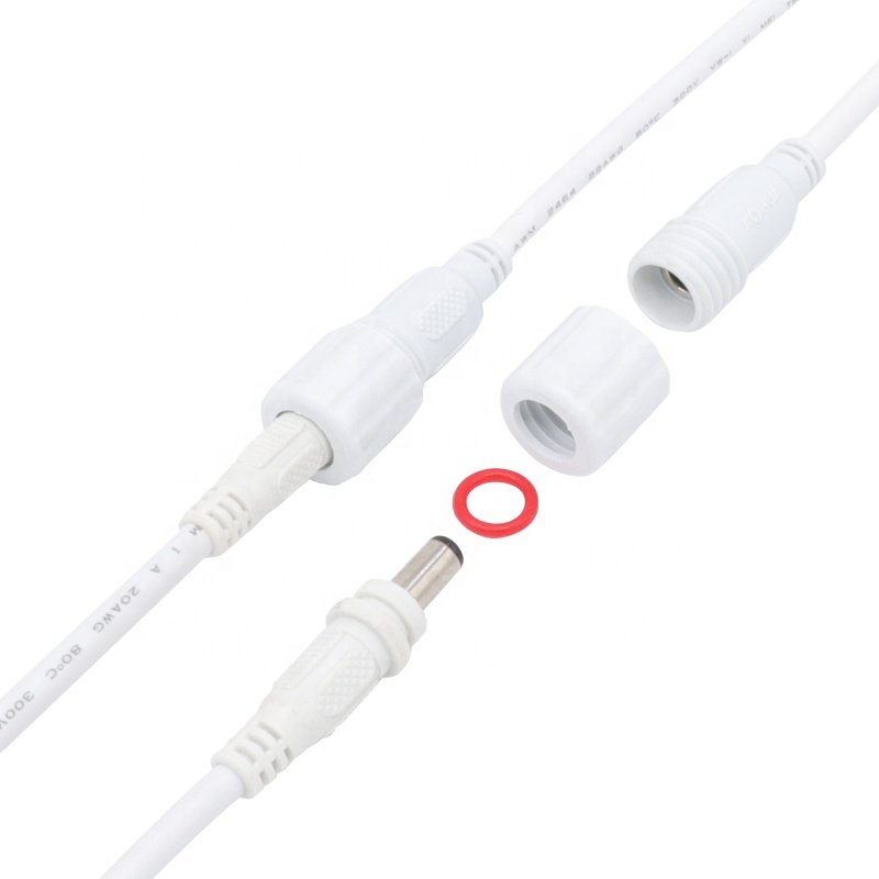 2.1 2.5 mm 20AWG 22AWG IP65 waterproof wire male female connector DC plug