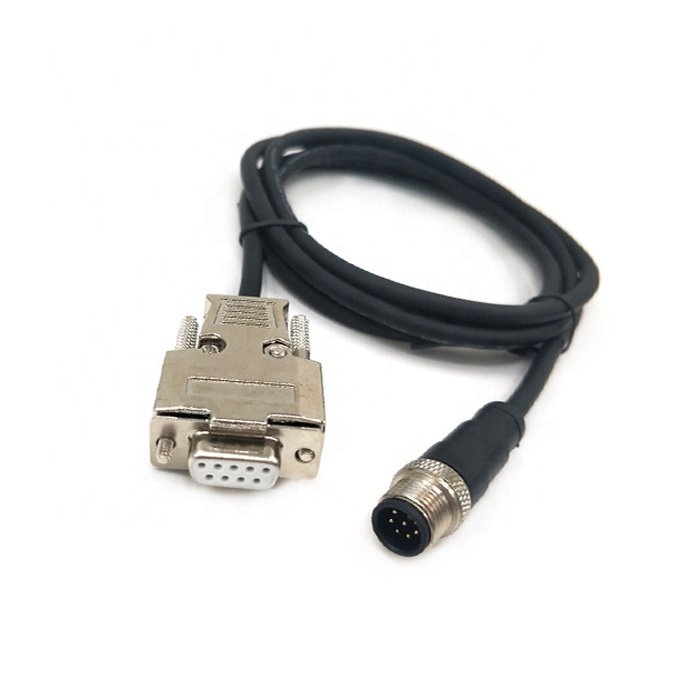 RS232 DB9 Female Connector to IP67 over-molded type M12 8-pin waterproof cable assembled cable