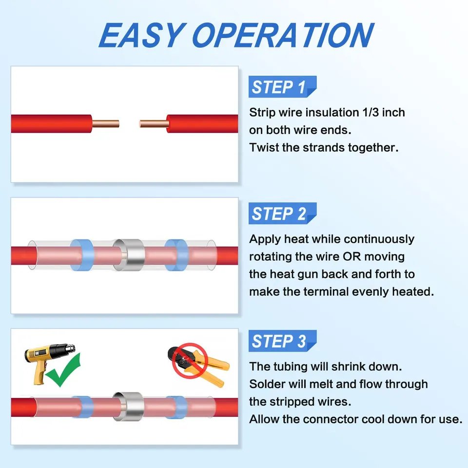 SST-S Heat Shrink Butt Connectors Electrical Solder Seal Wire Terminals Connectors For Auto Boat Truck