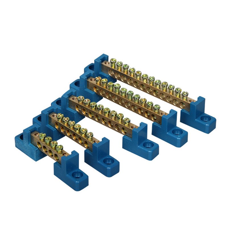 6*9 Brass Terminal Block Neutral Earth Protection Bus Bar Busbar Strip Copper Connector 4P/6P/8P/10P/12P for Distribution Box