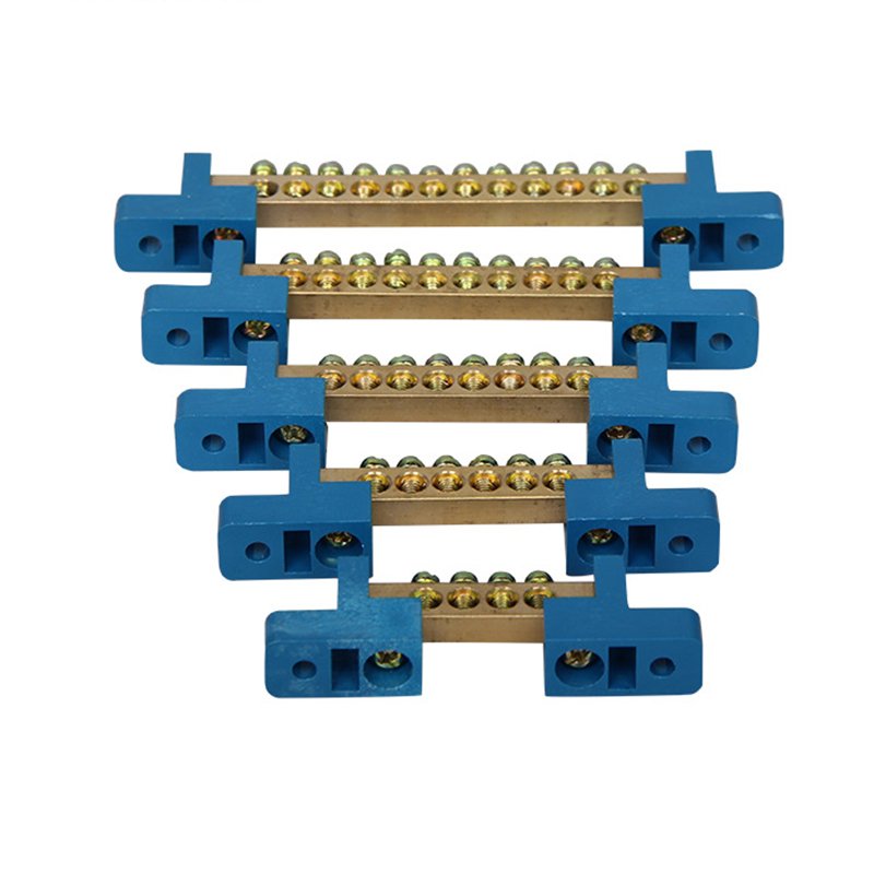 6*9 Brass Terminal Block Neutral Earth Protection Bus Bar Busbar Strip Copper Connector 4P/6P/8P/10P/12P for Distribution Box