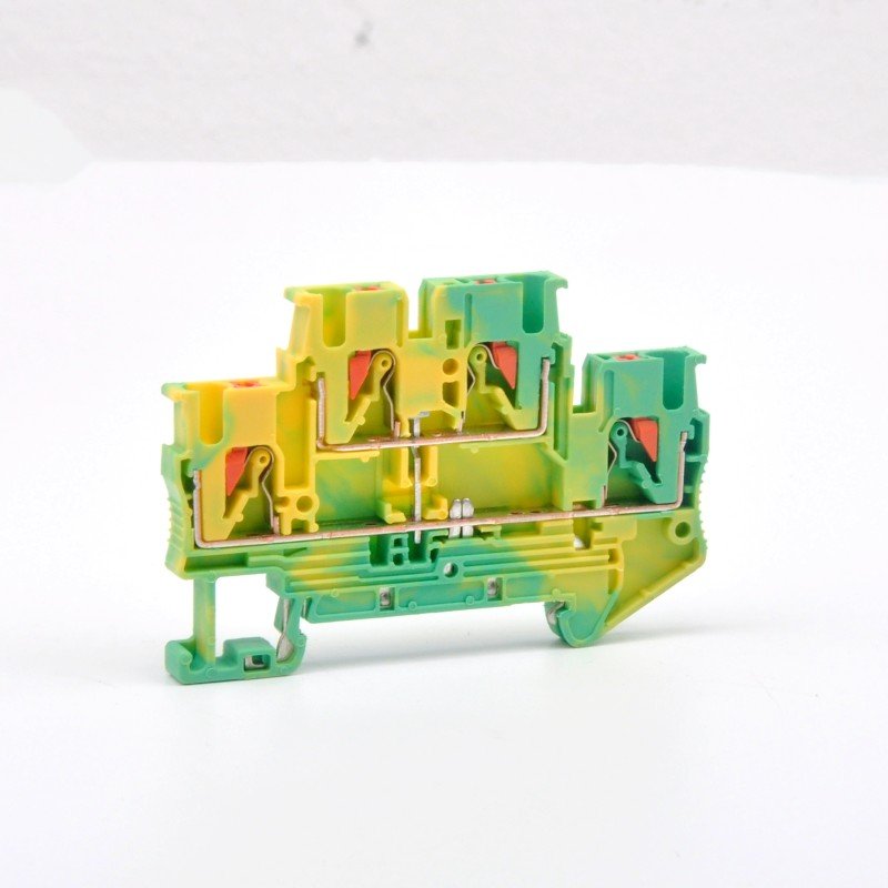 CE,TUV distribution box accessories Electrical grounding wire connector double level PUSH IN panel mounting Din rail Terminal Blocks PTTB 2,5-PE