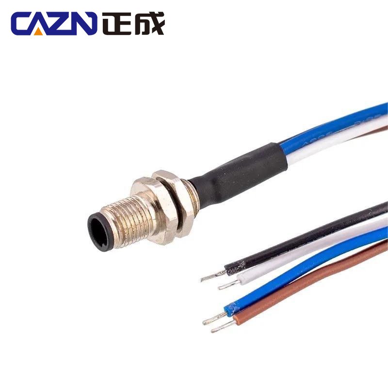 M5 male back mount socket solder type 3pin 4pin front locking M5 receptacle Connector with Wires cable connector