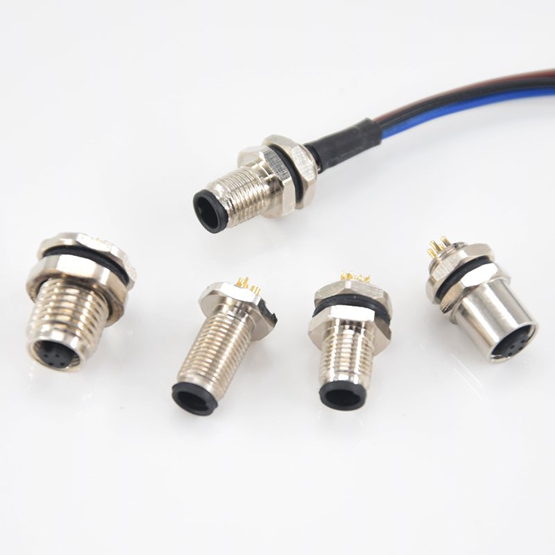 M5 male back mount socket solder type 3pin 4pin front locking M5 receptacle Connector with Wires cable connector