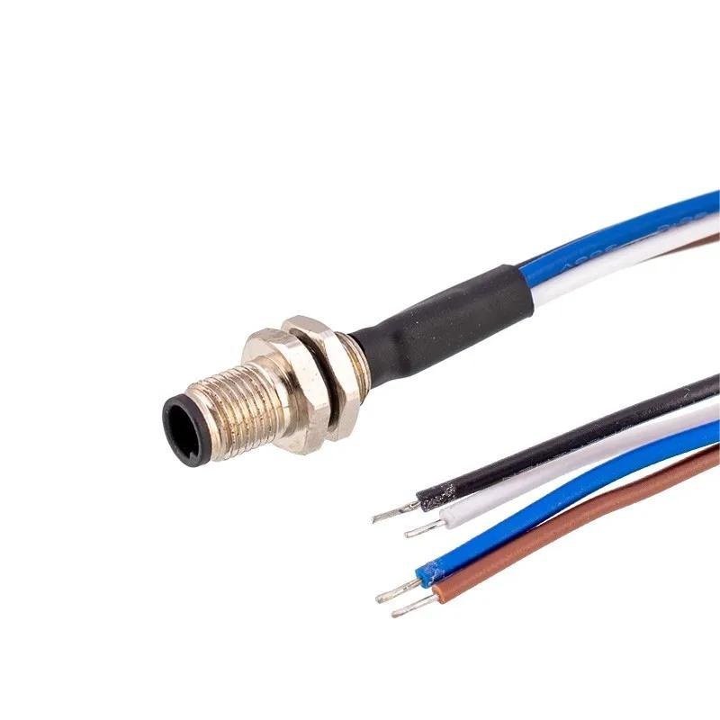 M5 male back mount socket solder type 3pin 4pin front locking M5 receptacle Connector with Wires cable connector