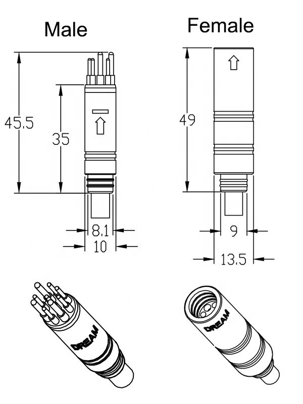 Electric Bike Connectors 9 pins waterproof motor connector cable for e-bike