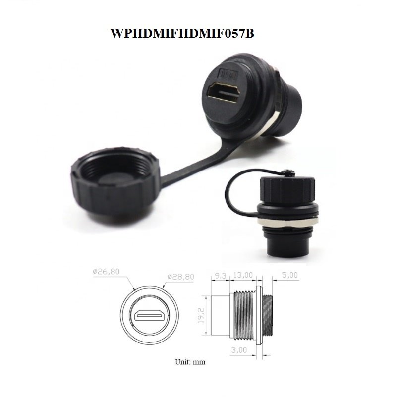 circular waterproof d type panel chassis screw wall mount usb3.0 rj45 cat6 cat6a usb c type c hdmi connector module zinc alloy