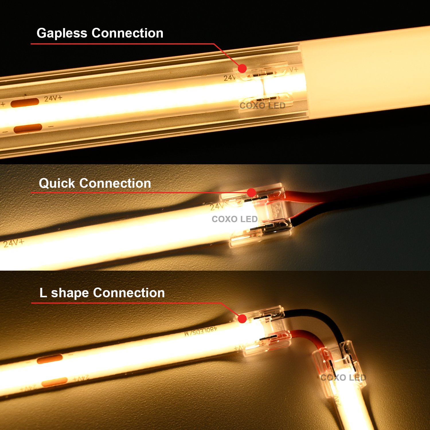 fast cob led strip with connector 2 pin 4 In 1 8mm 10mm for light cob led strip connectors