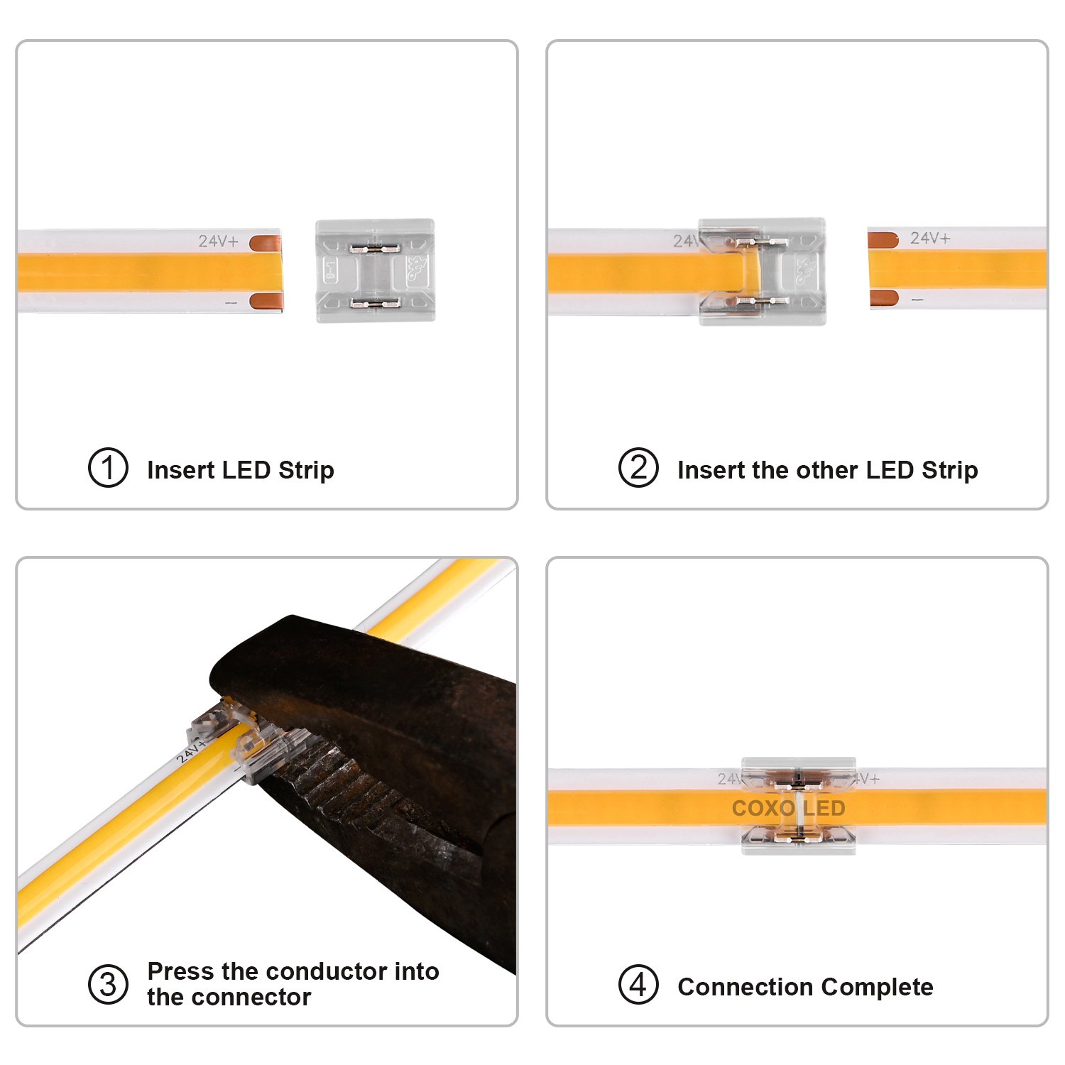 fast cob led strip with connector 2 pin 4 In 1 8mm 10mm for light cob led strip connectors