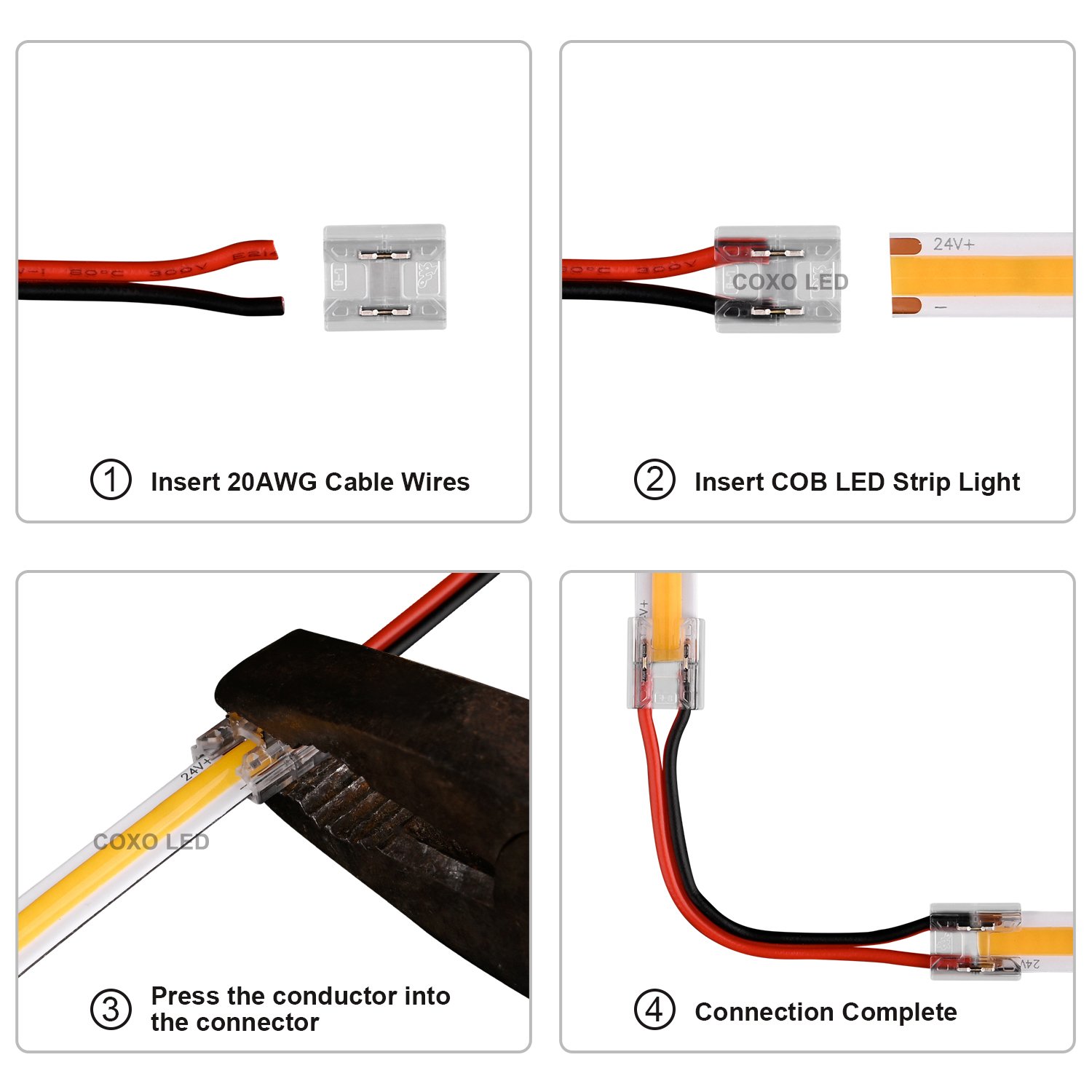 fast cob led strip with connector 2 pin 4 In 1 8mm 10mm for light cob led strip connectors