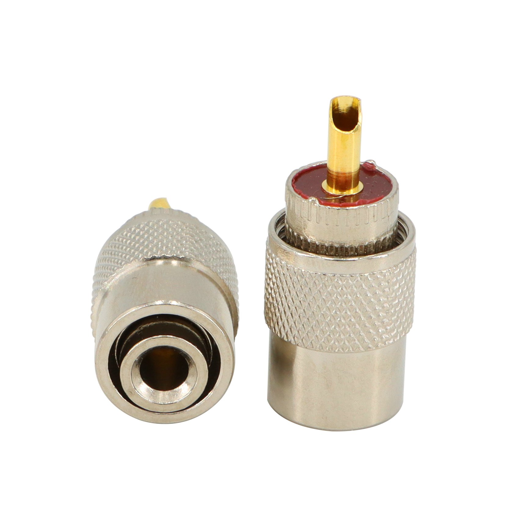 Factory Price 50Ohm Silver PL259 Coax Connector 2 Pack UHF Male Plug Solder Adapters with Reducers for RG58 LMR400 Coaxial Cable