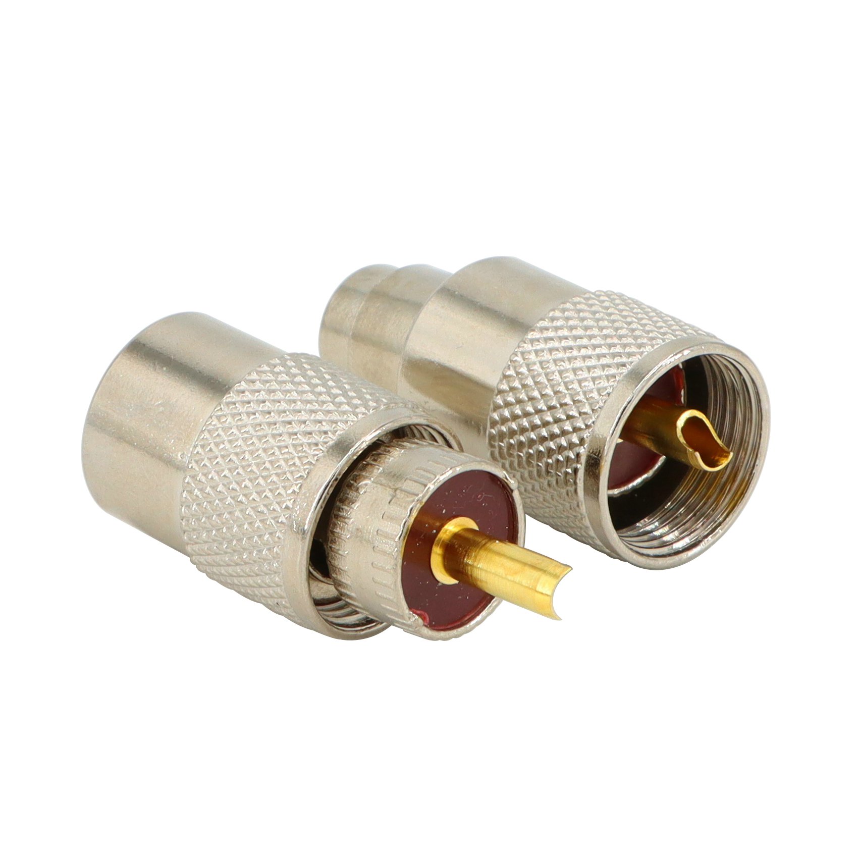 Factory Price 50Ohm Silver PL259 Coax Connector 2 Pack UHF Male Plug Solder Adapters with Reducers for RG58 LMR400 Coaxial Cable