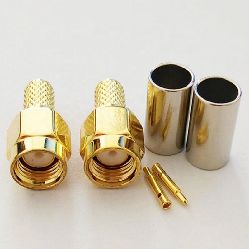 Electrical Cable Connectors Male Straight Rf Adapter Coaxial sma Rpsma Male Plug Pin Connector for lmr195 lmr240